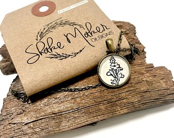 Corimbo Collar Flor Verbena • Collar Arte Enciclopedia • Joyería Reciclada • Collar Verbena • Botánica • Collar Flor