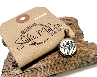 Collar Flor de Cerezo • Collar Arte Enciclopedia • Joyería Reciclada • Collar Flor de Cerezo • Botánica