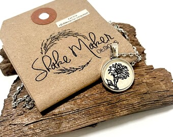 Collar Flor de Cactus • Collar Arte Enciclopedia • Joyería Reciclada • Collar Cactus • Botánica • Collar Flor