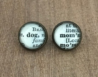 Dog Mom • Stud Earrings • Dictionary Earrings • Word Earrings • Dog Jewelry