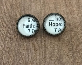 Faith & Hope • Stud Earrings • Dictionary Earrings • Word Earrings • Faith • Hope