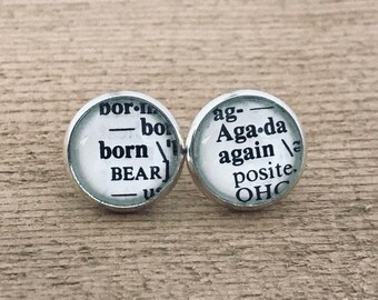 Nacido de Nuevo • Aretes • Aretes de Diccionario • Aretes de Palabras • Joyería Cristiana