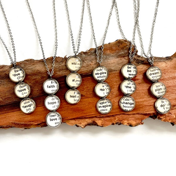 Dictionary Word Pendant Necklace • Word based jewelry • Dictionary Necklace • Recycled Jewelry