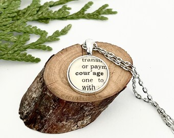 Courage Dictionary Necklace • Dictionary Necklace • Recycled Jewelry • Courage • Courageous • Brave