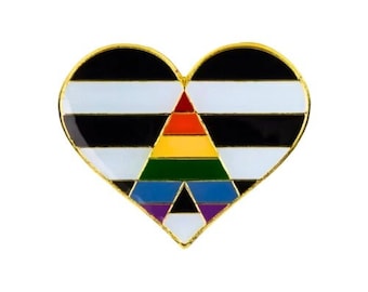 Rechte Ally Heart Pride-vlagspelden |  Geëmailleerde LGBTQ Supporter Ally Equality reversbadge