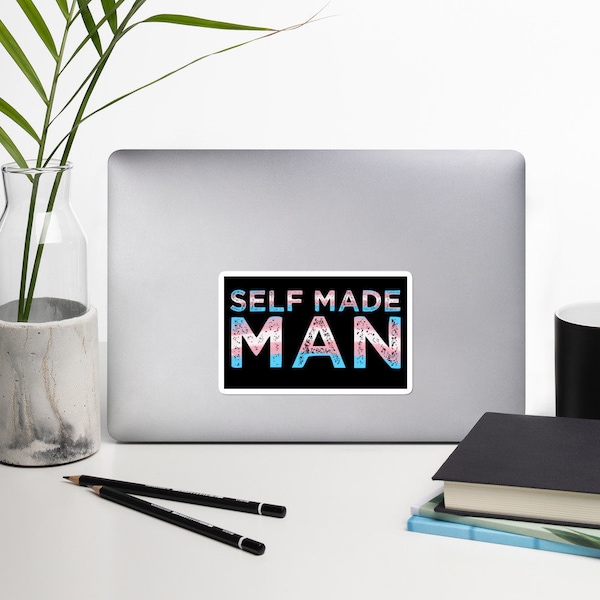 Self Made Man Trans Flag Transgender FTM MTF Gifts Bubble-free stickers