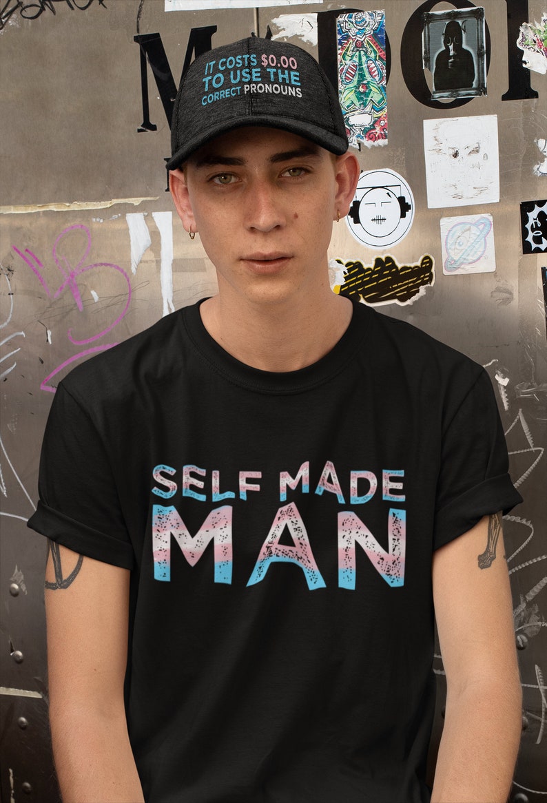 Distressed Self Made Man Trans Flag Transgender Gift FTM Short-Sleeve Unisex T-Shirt image 1