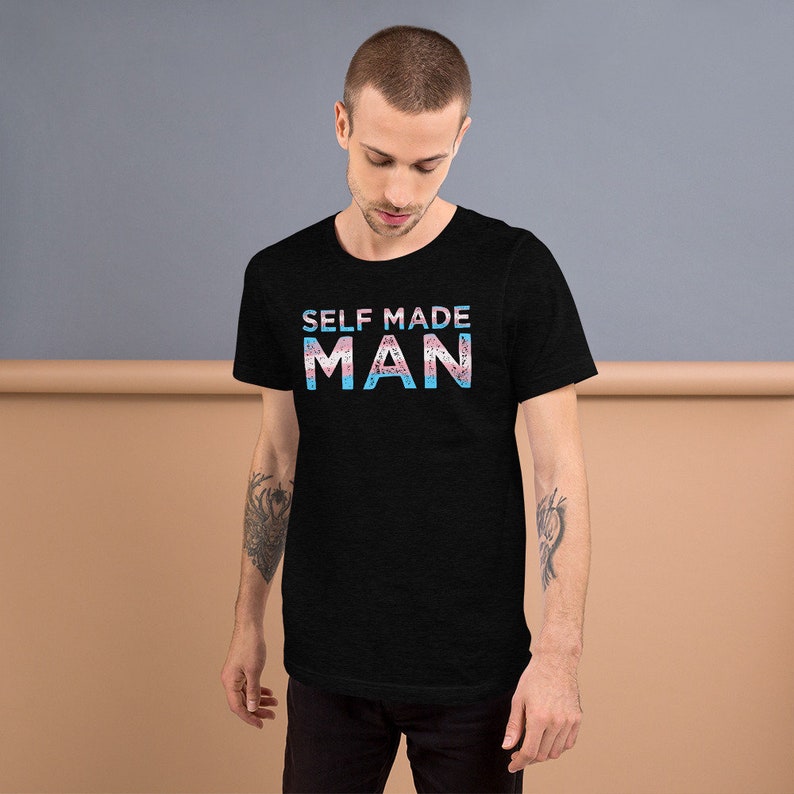 Distressed Self Made Man Trans Flag Transgender Gift FTM Short-Sleeve Unisex T-Shirt image 2