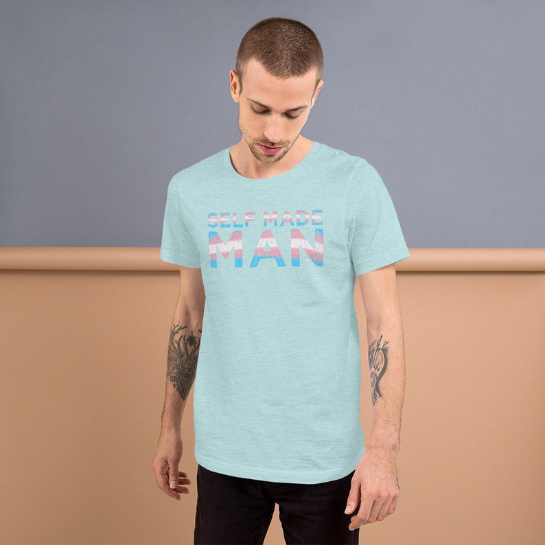Distressed Self Made Man Trans Flag Transgender Gift FTM Short-Sleeve Unisex T-Shirt image 9