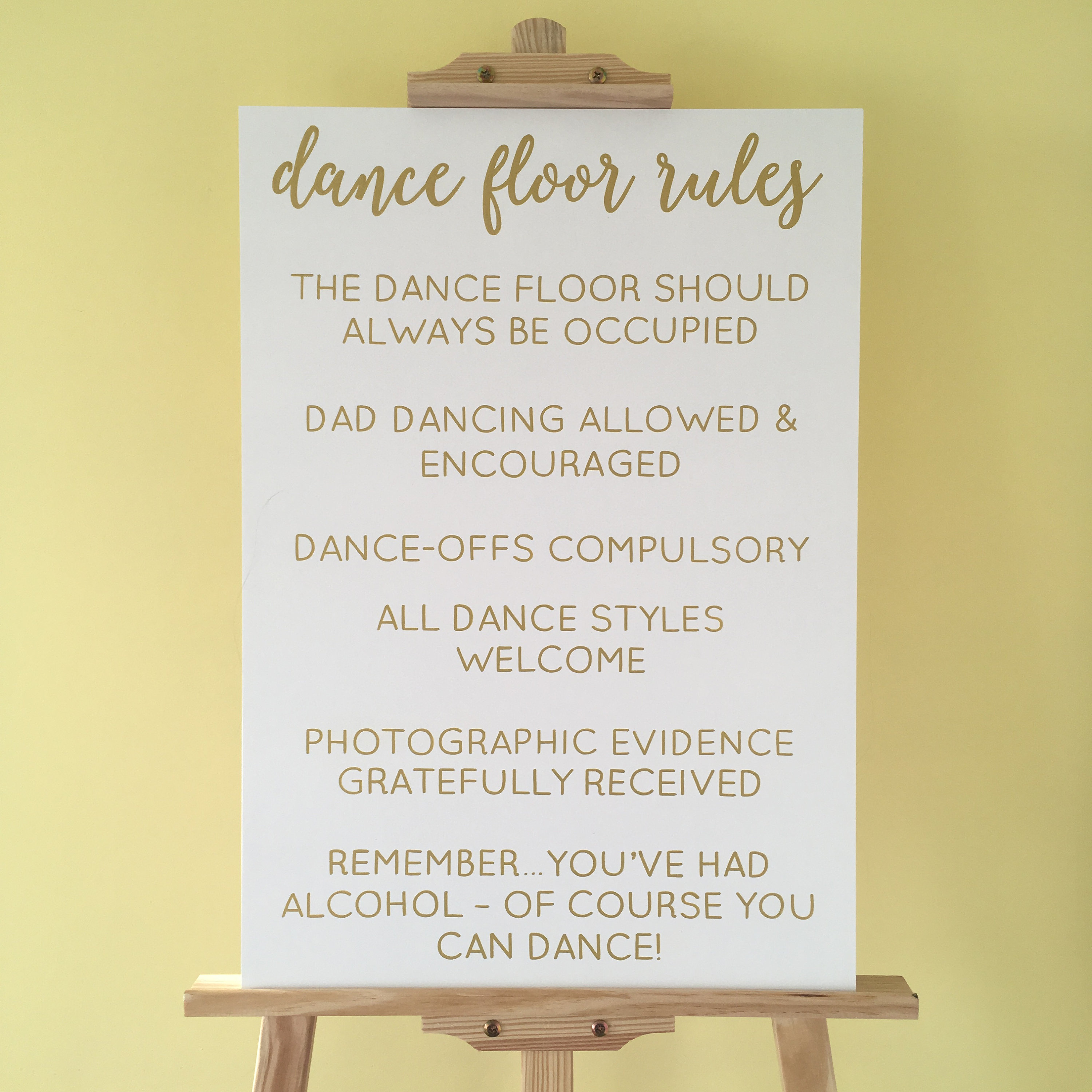 Vintage Wood Effect Rules Of The Dance Floor Personalised Wedding Sign 