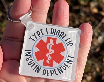 Porte-clés de sensibilisation au diabète de type 1, alerte médicale diabétique, porte-clés sur le diabète