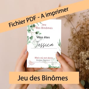 Jeu des binômes Mariage - A imprimer