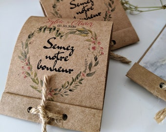 Graines a semer en sachet pour cadeau invité mariage à personnaliser