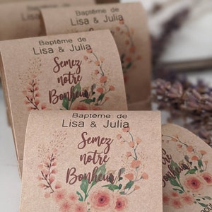 Baptême Cadeau Invité - Sachet de Graines a semer Personnalisé
