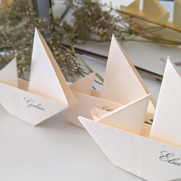 Marque place Mariage voyage, Marque place bateau Origami, Personnalisé