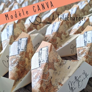 Origami Plane - パーソナライズされた場所マークの結婚式旅行テーマ、Canva モデル