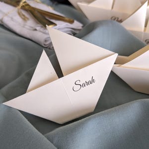 Segnaposto per viaggio di nozze, segnaposto per barca Origami, battesimo, compleanno, personalizzato