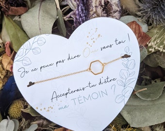 Wedding Witness Gift - Card + adjustable golden bracelet