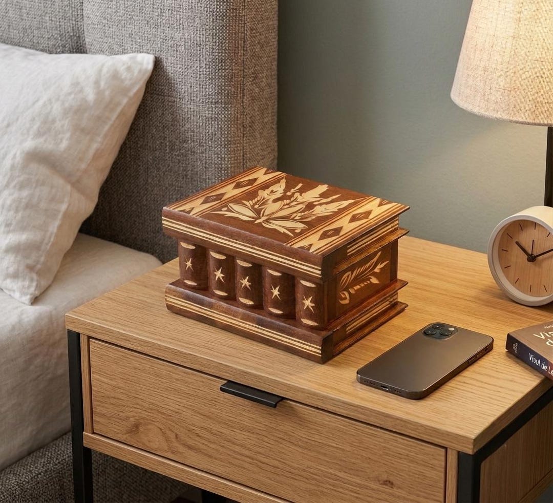 Hand-carved Transylvanian Motifs, Puzzle Box With 3 Hidden
