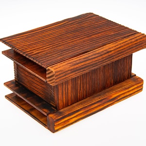 Puzzle box, Keepsake box, Jewelry box with 3x hidden secret compartments stash safe, Industrial Steampunk, country rustic -6.3&quot;x4.5&quot;x3.5&quot;-