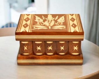 Puzzle Box, Wood Magic Secret, Brain Teaser, IQ Smart Box With
