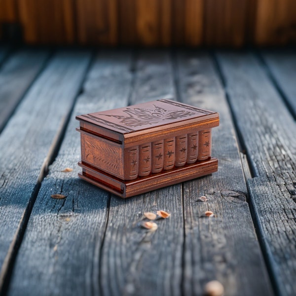 DRACULA Handmade carved Transylvania Wooden Jewelry Box with Secret Lock, Big Box Smart box Hidden safe Puzzle Box Keepsake Box Brain Teaser