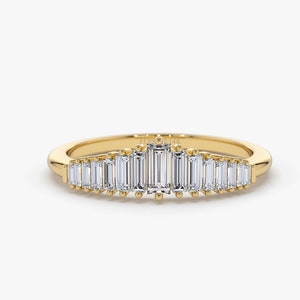 14K Gold Graduating Baguette Diamond Nesting Wedding Band