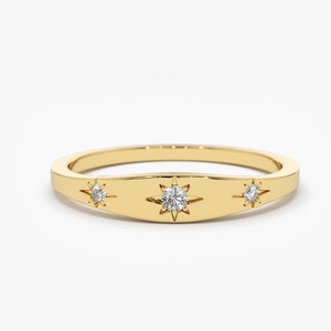 Minimal Diamant Ring in Sternfassung / 14k Gold Zierlich / auch erhältlich in 585 Gold / Roségold von Ferkos Fine Jewelry 14k Gold