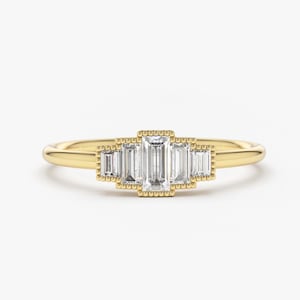 14k Gold Step Cut Baguette Diamond / Alternative Engagement Ring