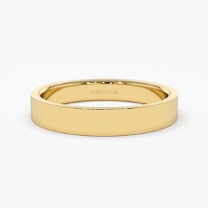 14k wedding band / Flat 3MM Gold Comfort Fit Wedding Band / 14k solid Gold Band / Men and Women wedding plain band by Ferko&#39;s Fine Jewelry