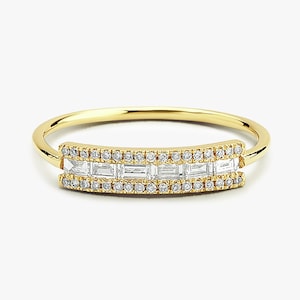 Baguette Diamond Ring / Diamond Baguette Ring in 14k Gold / Rose Gold Baguette Diamond Wedding Ring / Diamond Ring