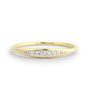 Diamant Ehering / Verjüngter Diamant Ring / Diamant-Hochzeitsband Frauen / 14k Solid Gold Ring / Zierlicher Diamantring / Einzigartiger Ehering