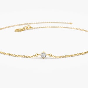 Diamond Bracelet / 14k Gold Prong Setting Diamond Bracelet for Women / Brilliant Cut Solitaire Diamond Bracelet 0.05Ct / Last Minute Gift