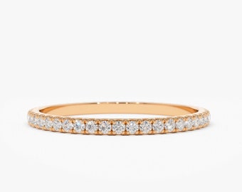 Rose Gold Diamond Eternity Ring / 1.5MM Micro Pave Full Diamond Eternity Band / Diamond Wedding Band / Diamonds All Around Stacking Ring