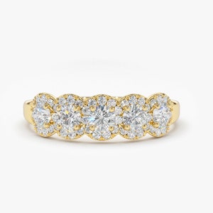 Diamond Wedding Band / 14k Gold Diamond Wedding Ring with Micro Pave Setting / Anniversary Band