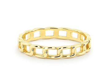 Chain Link Ring in 14k Gold  / Rose Gold Wedding Band