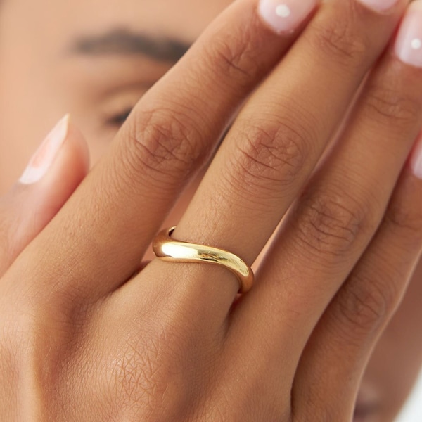 14k Solid Gold Ring, 14k Unique Amorphic Shape Figure Ring, Bold Statement Ring for Her, Stacking Gold Ring, Gold Birthday Gift Ideas