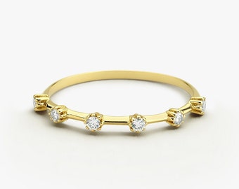 Diamond Wedding Ring in 14k Gold / Diamond Engagement Ring / Wedding Band / Gold Ring with Diamonds / Fine Jewelry