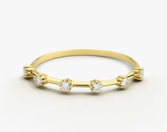 Diamond Wedding Ring in 14k Gold / Diamond Engagement Ring / Wedding Band / Gold Ring with Diamonds / Fine Jewelry