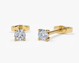Diamond Earrings / 14k Gold Diamond Stud Earrings / Prong Setting Diamond Studs / Genuine Diamond Stud Earrings by Ferko&#39;s Fine Jewelry