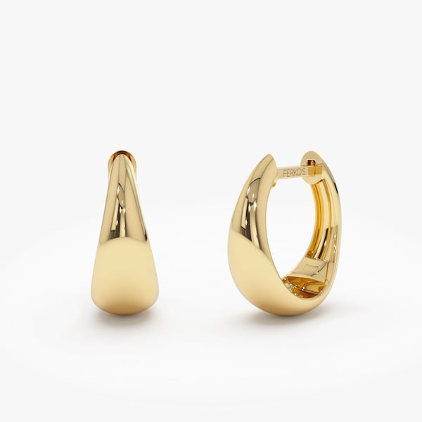 14k Gold Hoops, Teardrop Hoop Earrings, Tapered Hoops, Teardrop Huggie Earrings, Gold Gypsy Earrings,  Must Have for Every Women