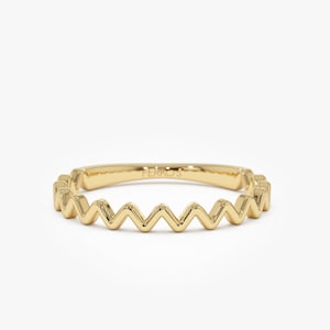 Gouden ring, 14K gouden zigzagring, minimalistische dunne golfring, handgemaakte gelaagde stapelring, sierlijke ring voor vrouwen, fijne sieraden Ferkos
