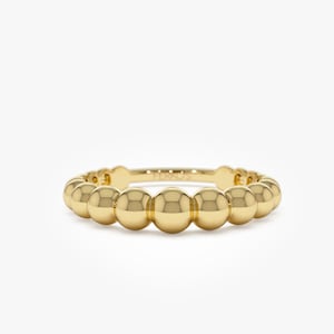 14K Gold Bead Ring, 4MM Bead Graduating Gold Ring, Gold Wedding Band, Stacking Ring, Gift Ring, Gold Bead Ring by Ferkos Fine Jewelry