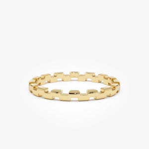 Stackable Gold Ring, 14k Solid Gold Link Ring, Modern Geometric Gold Stacking Band, Unique Minimalist Band, Fine Jewelry Gift for Her