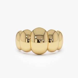 Gold Statement Ring, 14k Bubble Dome Ring, Bold Polished Dome Band, Chunky Gold Ring, Modern Everyday Jewelry for Women Ferkos Fine Jewelry