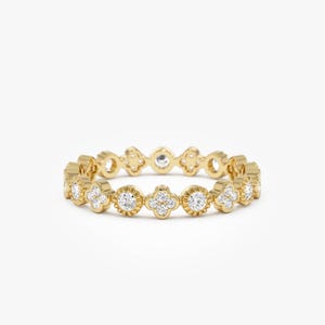 Diamond Ring, 14K Full Eternity Diamond Band, Stacking Ring, Stacking Diamond Eternity Ring, Real Diamond Gold Ring, Dainty Yellow Gold Band