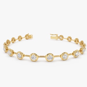 Ferkos Tennis Armband, 14K Gold Rund Lab Zuchtdiamant Tennis Armband, Layering Infinity Diamant Tennis Armband, bestes Jubiläumsgeschenk