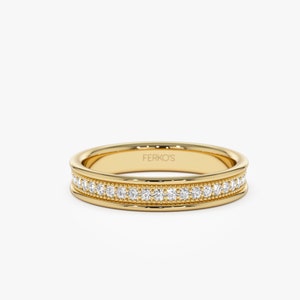 Diamond Eternity Ring, 14K Gold Diamond Wedding Ring, Diamond Infinity Ring, Round Diamond Wedding Band, Gift for Girlfriend, Gift for Mom
