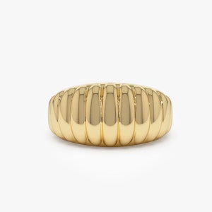 14k Gold Chunky Statement Ring by Ferkos Fine Jewelry,  Gold Ribbed Dome Ring, Minimalist Ring, A Must Have Bold Gold Ring, Gift for Her