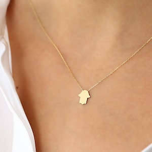 Hamsa Necklace / 14k Gold Tiny Hamsa Necklace / Hamsa Necklace Gold / Evil Eye / Minimalist Protectoin Hamsa Charm Pendant